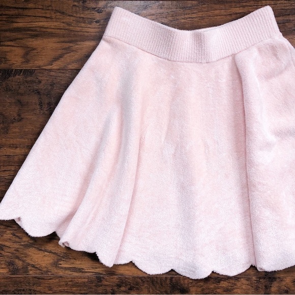 Ronny Kobo • Vidette Scalloped Skirt pink velour skater mini full flared ballet - Picture 5 of 10
